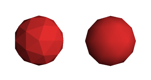 Flat shaded and smooth shaded spheres
